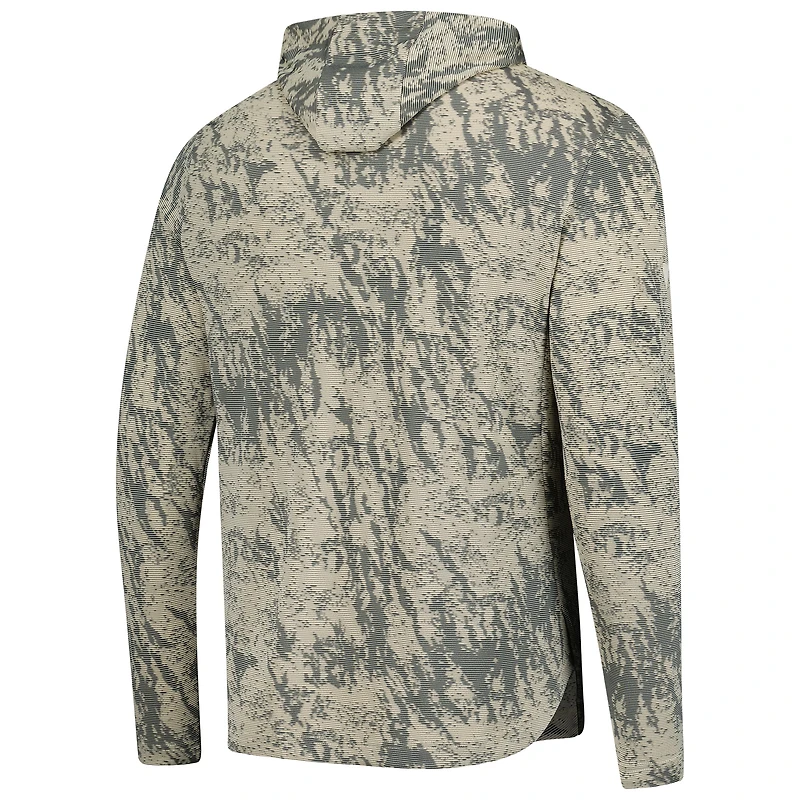 Men's Levelwear  Tan Cleveland Guardians Insignia Lightweight Long Sleeve Hooded T-Shirt