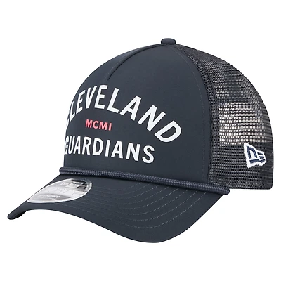 Casquette ajustable minimaliste 9FORTY A-Frame bleu marine New Era pour homme des Cleveland Guardians