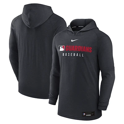 Men's Nike  Heather Black Cleveland Guardians Authentic Collection Tri-Blend Dri-FIT Hoodie