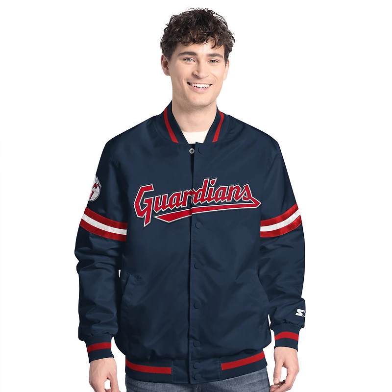 Veste universitaire à boutons-pression Starter pour homme Cleveland Guardians Scout bleu marine