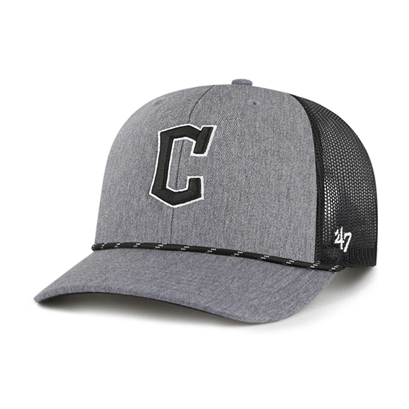 Men's '47 Charcoal Cleveland Guardians Carbon Rope Trucker Adjustable Hat