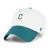 Men's '47 White/Teal Cleveland Guardians Contemporary Tonal Clean Up Adjustable Hat