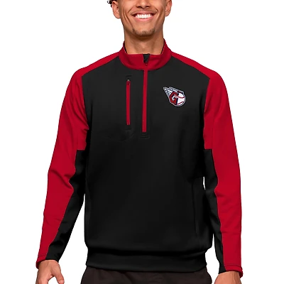Men's Antigua Black Cleveland Guardians Team Quarter-Zip Pullover Top
