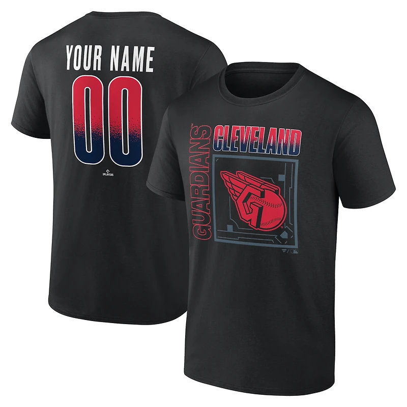 T-shirt noir pour homme Cleveland Guardians Home Field Pop personnalisé avec nom et numéro