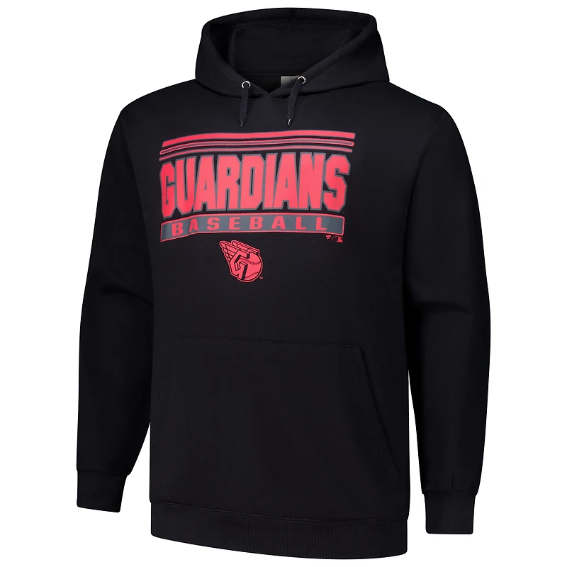 Sweat à capuche noir en polaire Cleveland Guardians Stack pour hommes
