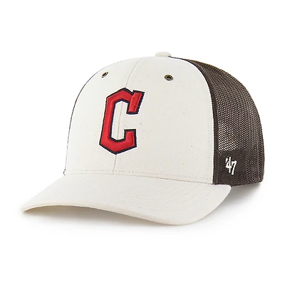 Men's Carhartt x '47 Natural/Brown Cleveland Guardians Undyed Trucker Adjustable Hat