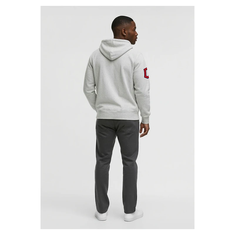 Men's Champion Gray Cleveland Guardians Reverse Weave Chenille Full-Zip Hoodie