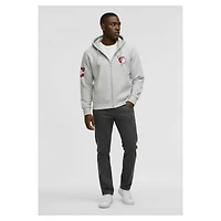 Sweat à capuche zippé Champion gris Cleveland Guardians en chenille tissée inversée pour homme