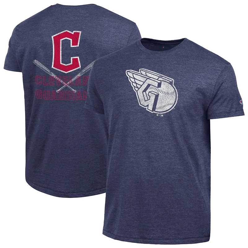 Men's Champion Navy Cleveland Guardians Tri-Blend T-Shirt