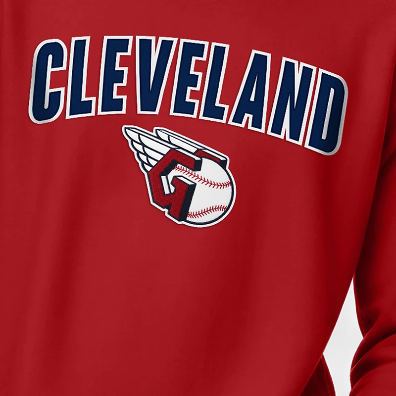 Sweat-shirt Champion rouge Cleveland Guardians en chenille à tissage inversé pour homme