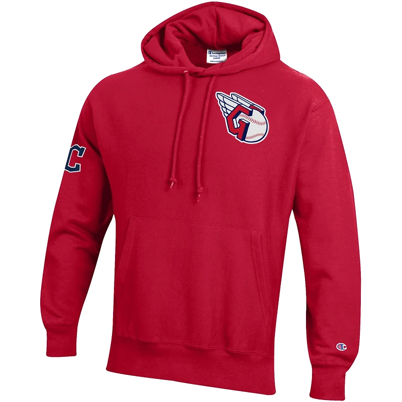 Sweat à capuche Champion Scarlet Cleveland Guardians Reverse Weave en chenille pour homme