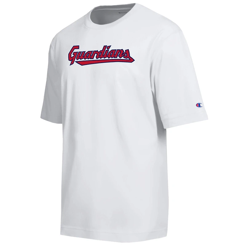Men's Champion White Cleveland Guardians All Star Arched Chenille Wordmark T-Shirt