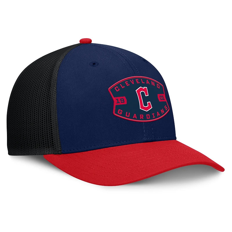 Men's Cleveland Guardians Fanatics Navy/Red Cutoff Adjustable Trucker Hat