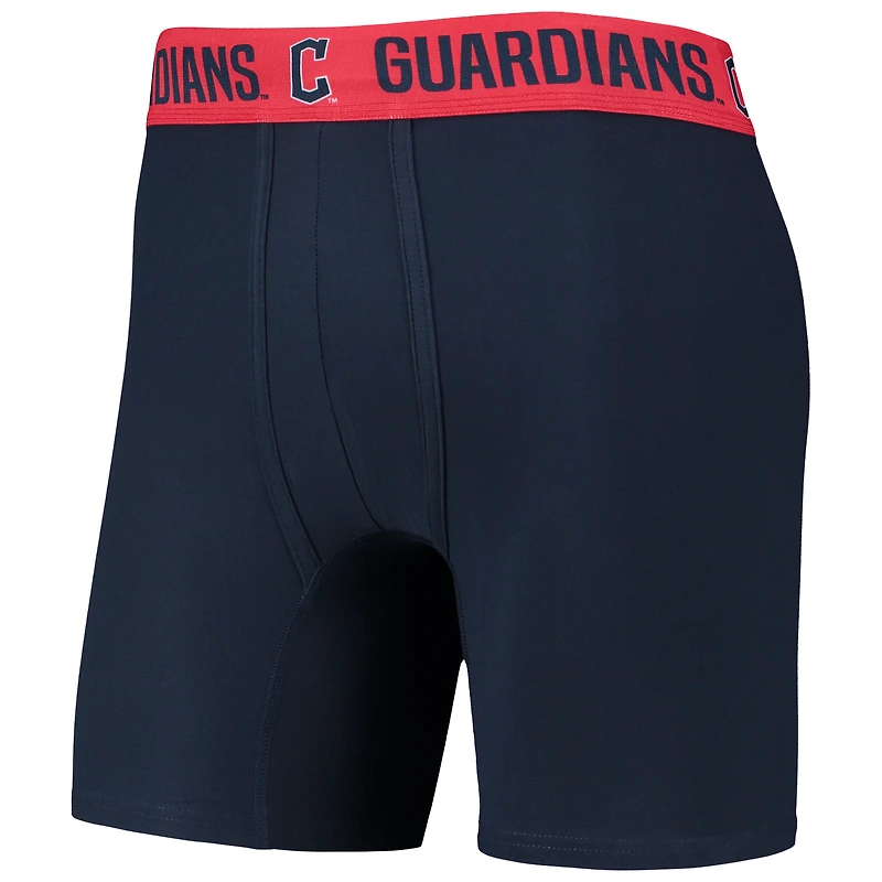 Lot de deux boxers Flagship pour hommes Concepts Sport bleu marine/rouge Cleveland Guardians