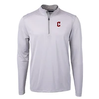 Pull-over zippé recyclé à micro-rayures et col rond pour homme, gris/blanc, Cutter & Buck, des Cleveland Guardians, Virtue Eco Pique, de grande taille
