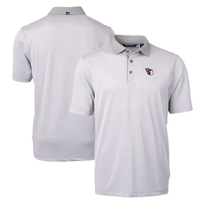Men's Cutter & Buck Gray/White Cleveland Guardians Virtue Eco Pique Micro Stripe Recycled Polo