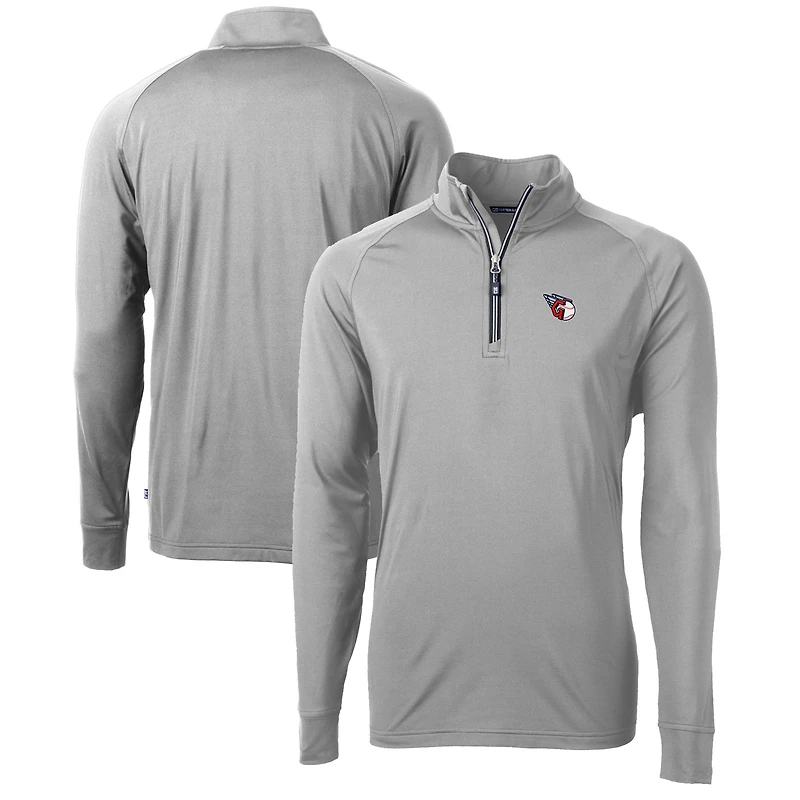 Pull-over zippé quart de tour en tricot extensible recyclé et des Cleveland Guardians, gris Cutter & Buck, pour homme