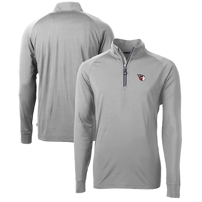 Pull-over zippé quart de tour en tricot extensible recyclé et des Cleveland Guardians, gris Cutter & Buck, pour homme