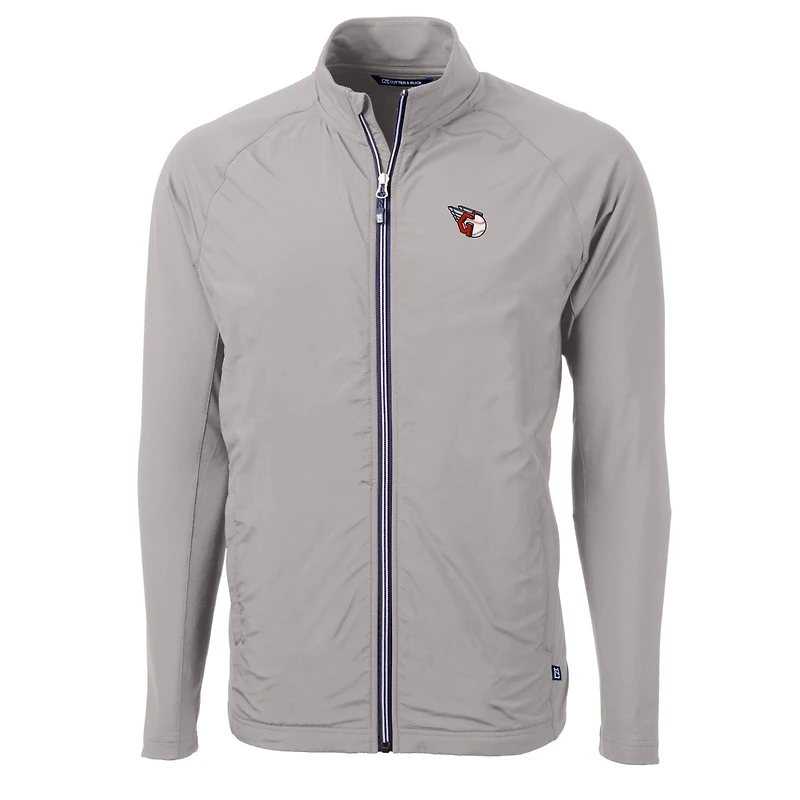 Veste zippée intégrale en tricot écologique Adapt pour homme, gris, des Cleveland Guardians, de coupe Cutter & Buck, grande taille