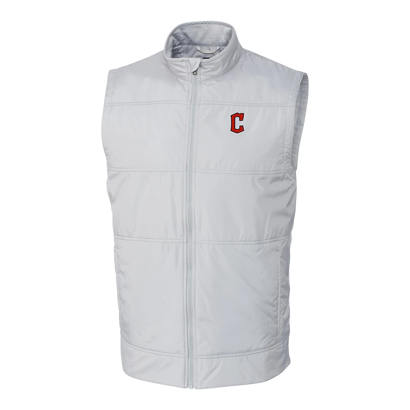 Gilet coupe-vent matelassé hybride Stealth gris pour homme, et veste zippée intégrale des Cleveland Guardians, de grande taille