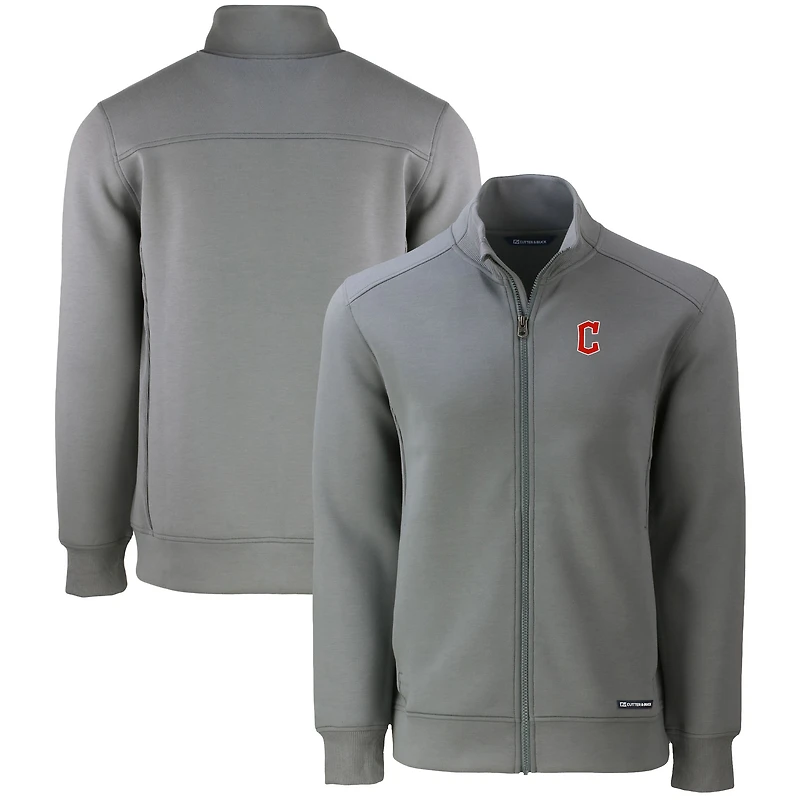 Men's Cutter & Buck Gray Cleveland Guardians Roam Eco Recycled Full-Zip Jacket