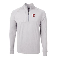 Pull-over zippé quart de tour en tricot extensible recyclé Adapt Eco Knit pour homme, gris chiné, des Cleveland Guardians, taille grande et