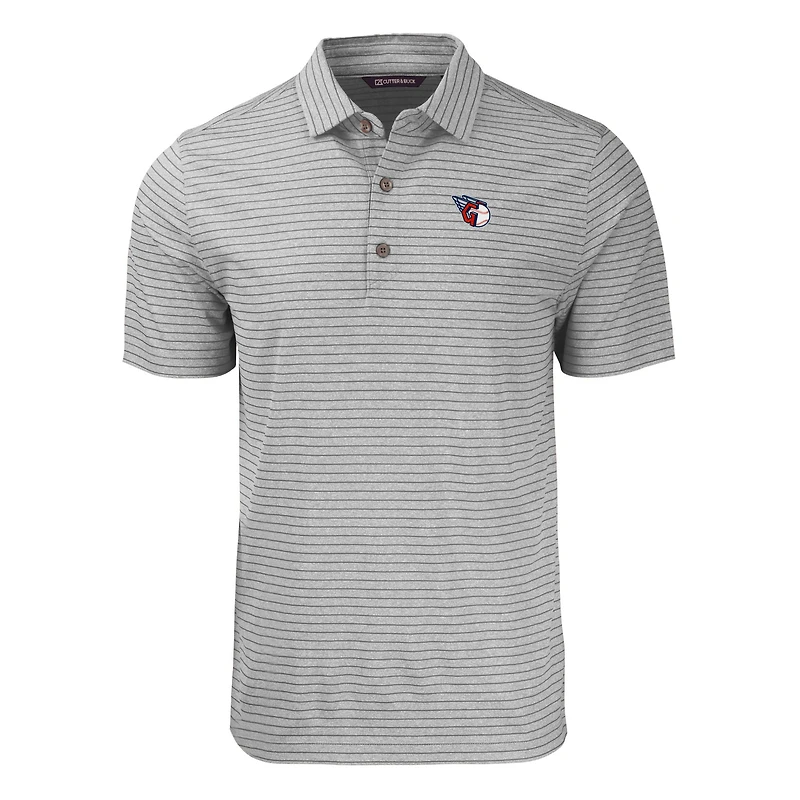 Men's Cutter & Buck Heather Gray Cleveland Guardians Big Tall Forge Eco Heathered Stripe Stretch Recycled Polo
