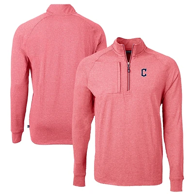 Pull-over zippé quart de tour en tricot extensible recyclé Adapt Eco Knit pour homme, couleur rouge chiné, des Cleveland Guardians, la collection Big & Tall