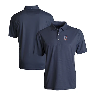 Men's Cutter & Buck  Navy/White Cleveland Guardians Stars Stripes Big Tall Pike Eco Symmetry Print Stretch Recycled Polo