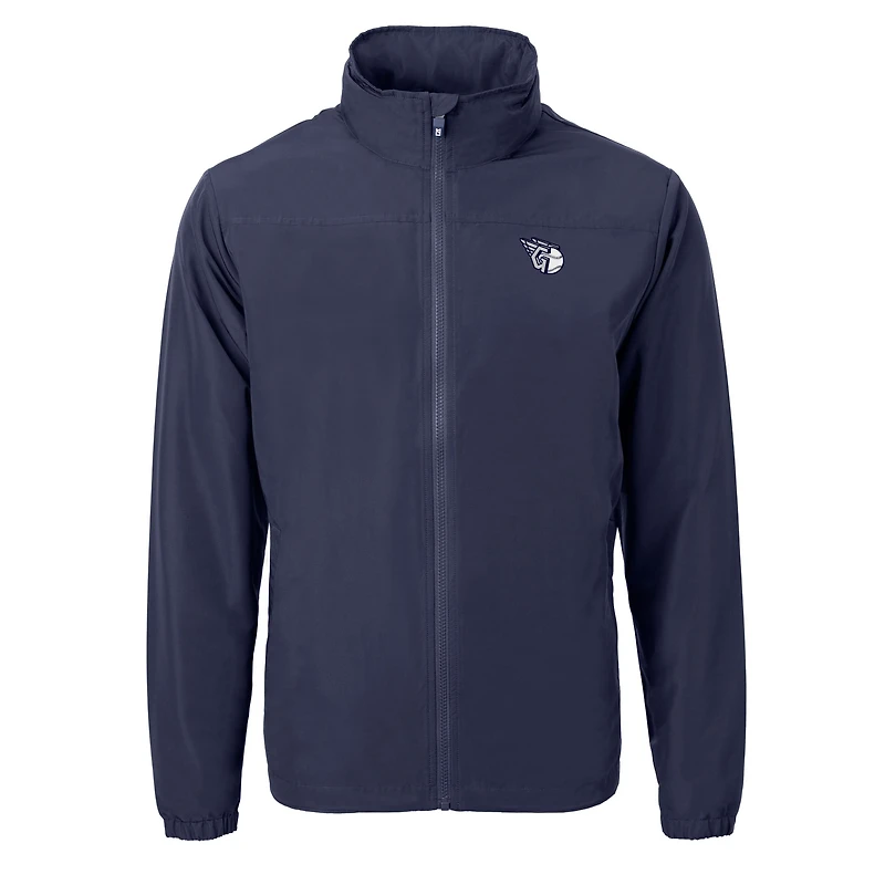 Veste zippée intégrale en tricot recyclé pour homme, couleur bleu marine, Cutter & Buck, Cleveland Guardians, taille grande et