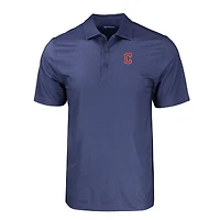 Men's Cutter & Buck Navy Cleveland Guardians Big Tall Pike Eco Tonal Geo Print Stretch Recycled Polo