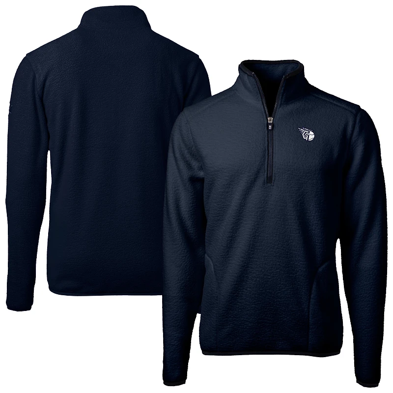 Men's Cutter & Buck Navy Cleveland Guardians Cascade Eco Fleece Quarter-Zip Jacket
