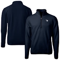 Men's Cutter & Buck Navy Cleveland Guardians Cascade Eco Fleece Quarter-Zip Jacket