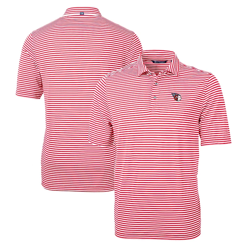 Men's Cutter & Buck Red Cleveland Guardians Big Tall Virtue Eco Pique Stripe Recycled DryTec Polo
