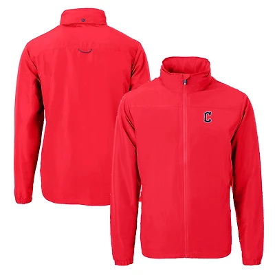 Men's Cutter & Buck Red Cleveland Guardians Charter Eco Recycled Full-Zip Jacket