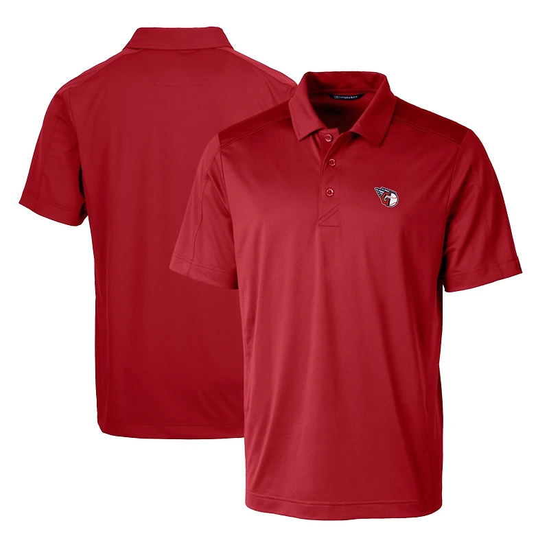 Men's Cutter & Buck Red Cleveland Guardians Logo Prospect Textured Stretch Polo