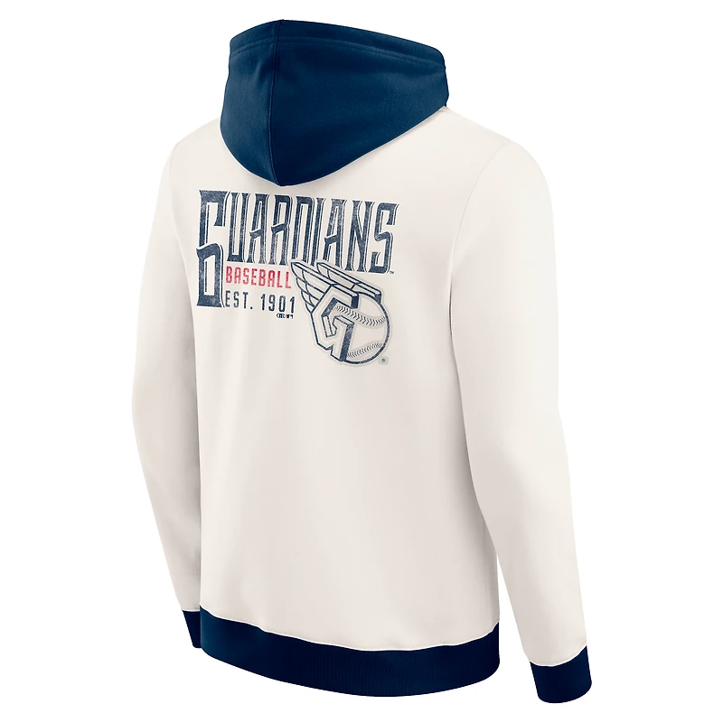 Men's Darius Rucker Collection by Fanatics  Cream Cleveland Guardians Polar Fleece Full-Zip Hoodie