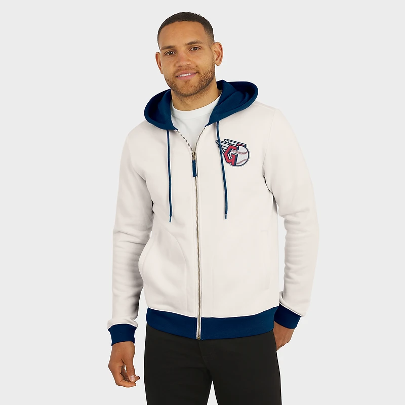 Sweat à capuche zippé en polaire crème pour homme de la collection Darius Rucker par Fanatics des Cleveland Guardians