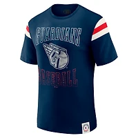 T-shirt à rayures et manches vieillies pour homme, collection Darius Rucker par Fanatics, bleu marine, des Cleveland Guardians