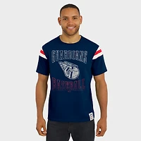 T-shirt à rayures et manches vieillies pour homme, collection Darius Rucker par Fanatics, bleu marine, des Cleveland Guardians