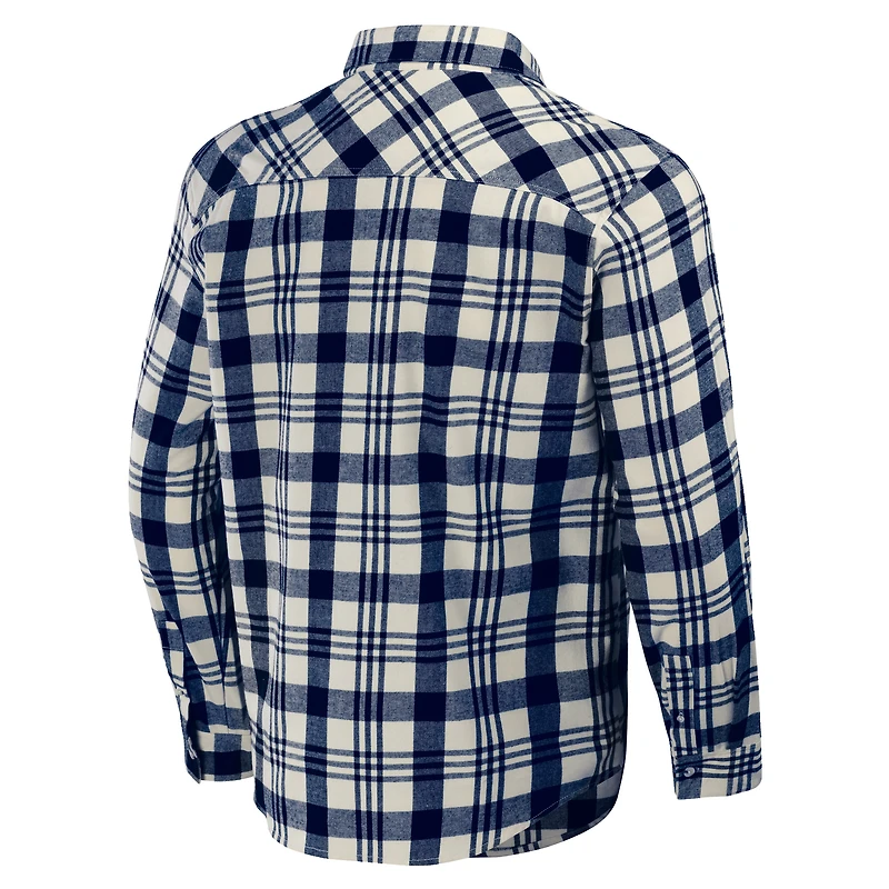 Chemise boutonnée en flanelle à carreaux de la collection Darius Rucker pour hommes par Fanatics, Cleveland Guardians, bleu marine