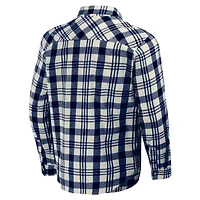 Chemise boutonnée en flanelle à carreaux de la collection Darius Rucker pour hommes par Fanatics, Cleveland Guardians, bleu marine