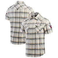 Men's Darius Rucker Collection by Fanatics Navy Cleveland Guardians Plaid Full-Snap Shirt