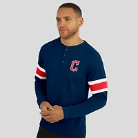 Men's Darius Rucker Collection by Fanatics Navy Cleveland Guardians Waffle-Knit Raglan Long Sleeve Henley T-Shirt