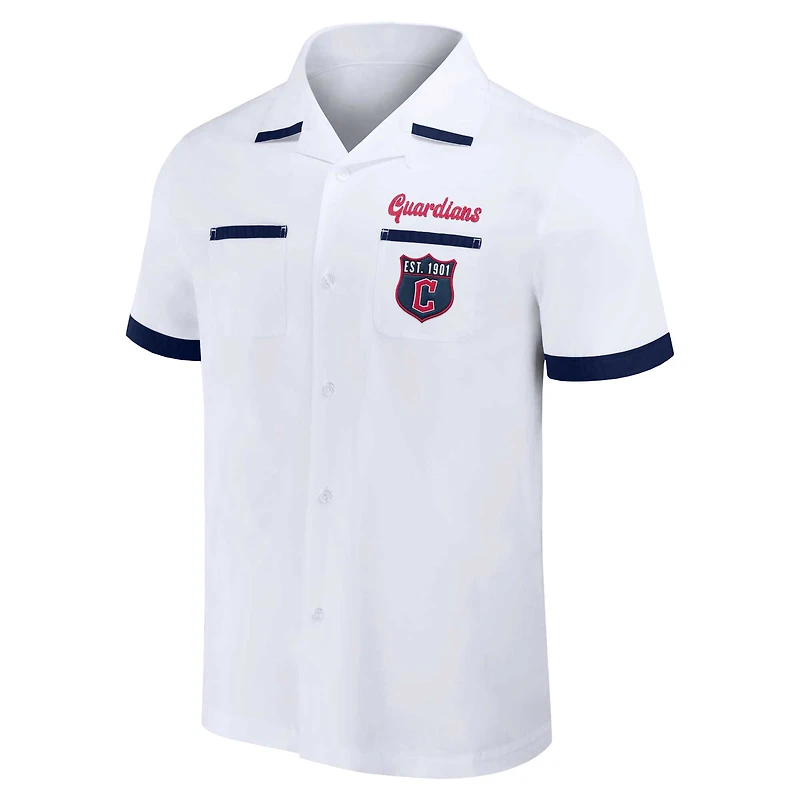 Men's Darius Rucker Collection by Fanatics White Cleveland Guardians Bowling Button-Up Shirt