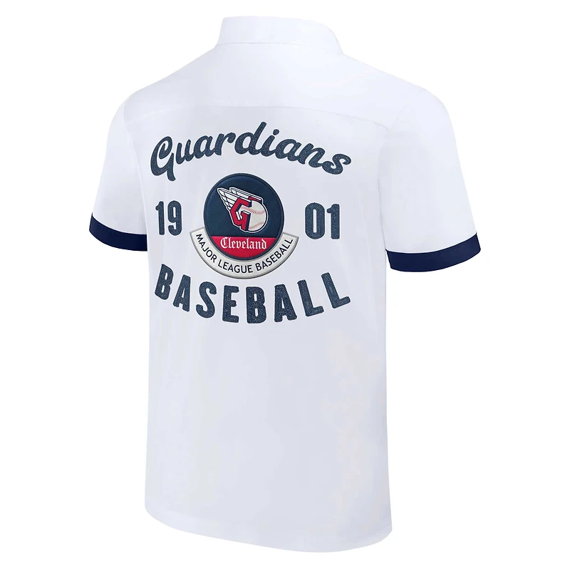 Collection Darius Rucker pour homme par Fanatics White Cleveland Guardians Bowling Chemise boutonnée