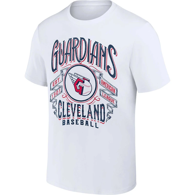 Collection Darius Rucker pour homme par Fanatics White T-shirt Cleveland Guardians Distressed Rock