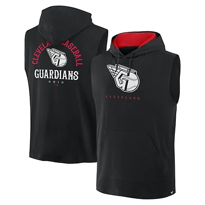 Men's Fanatics Black Cleveland Guardians Fire Speed Sleeveless Pullover Hoodie