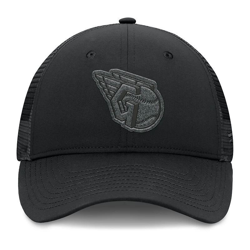 Men's Fanatics Black Cleveland Guardians Launch Adjustable Trucker Hat