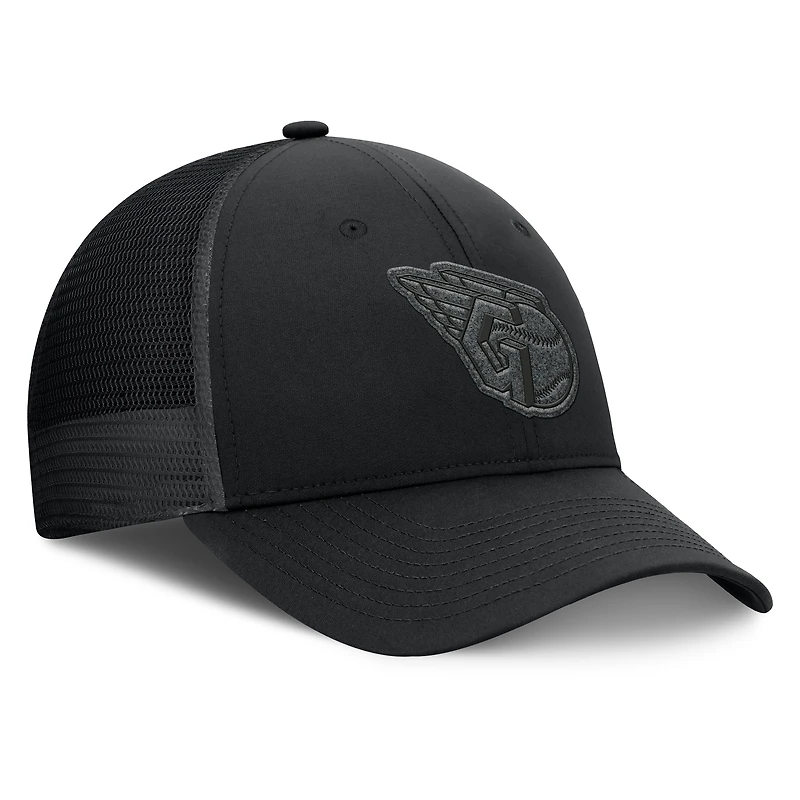 Men's Fanatics Black Cleveland Guardians Launch Adjustable Trucker Hat